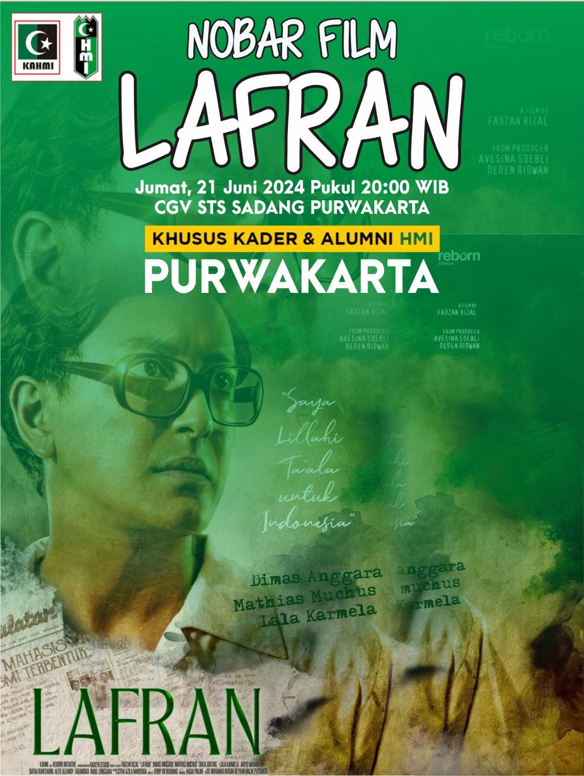 HMI dan KAHMI Purwakarta : Gelar Nobar Film LAFRAN