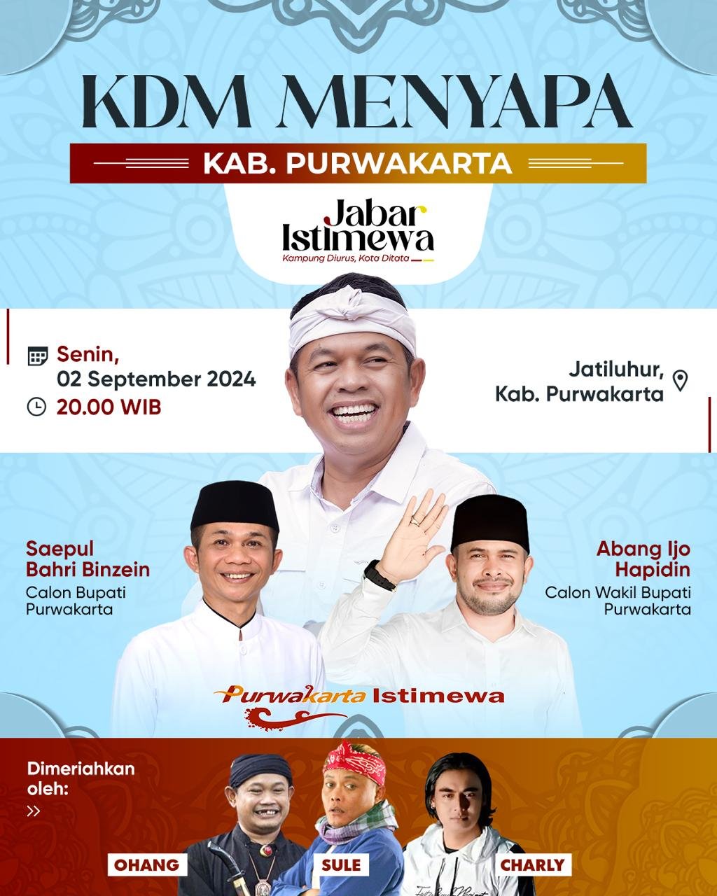 KDM Menyapa Purwakarta Istimewa Bersama Om Zein-Abang Ijo Dimeriahkan Charly, Sule dan Ohang